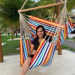 Hngekjestol i 100% ny bomuld med stribet design