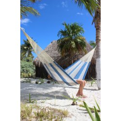 Stor Mexicansk Net Hngekje i mix af naturhvid og bl