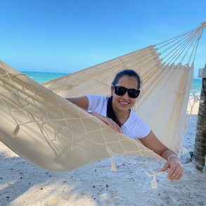 Naturhvid single hngekje med casuel border