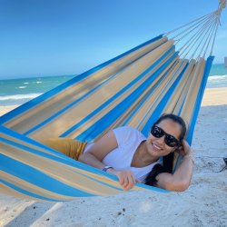 Outdoor Hngekje i pastel farver.