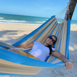 Outdoor Hngekje i pastel farver.