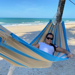 Outdoor Hngekje i pastel farver.