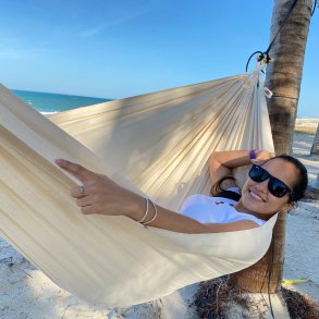 Outdoor altan hngekje i ensfarvet beige - Kids Mundo Pro