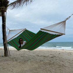 Mexico Grn Hngekje med 160 cm Trstokke i det smukkeste farvemix