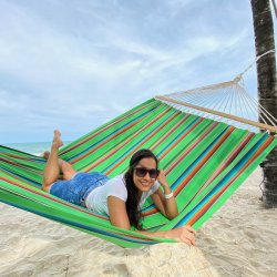 Mexico Grn Hngekje med 160 cm Trstokke i det smukkeste farvemix