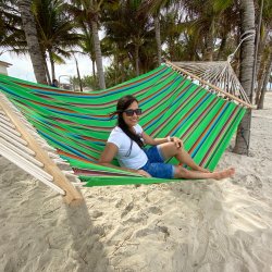 Mexico Grn Hngekje med 160 cm Trstokke i det smukkeste farvemix