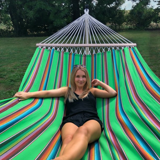 Mexico Gr�nt Look. Farverig og h�ngek�je i bomuld med tv�rpinde.