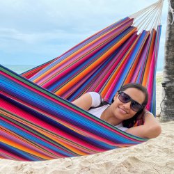 Indigo Formosa Hngekje i strk bomulds Textil