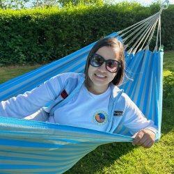 PRO Hngekje i turkis og sandgrnne striber