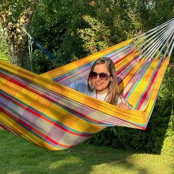 Stofhngekje i farvestrlende brasilianske farver