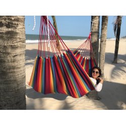 Regnbue farvet hngekje i bomuld. Stor Single hngekje Pre160.0r