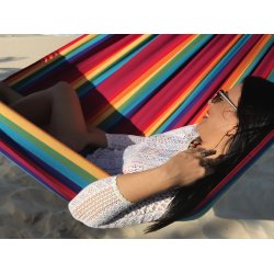 Regnbue farvet hngekje i bomuld. Stor Single hngekje Pre160.0r