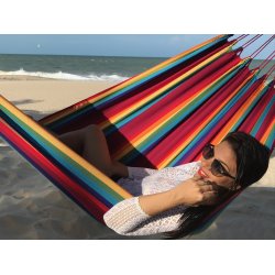 Regnbue farvet hngekje i bomuld. Stor Single hngekje Pre160.0r