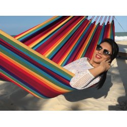 Regnbue farvet hngekje i bomuld. Stor Single hngekje Pre160.0r