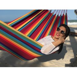 Regnbue farvet hngekje i bomuld. Stor Single hngekje Pre160.0r