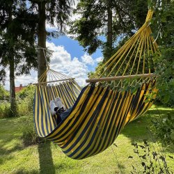 Hngekje - den bl og gul stribet med tvrpind