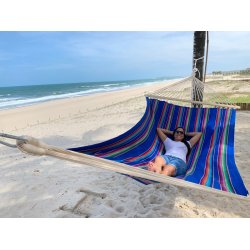 Smart hngekjen. Mexico bl stribet hngekje med 140 cm rundstokke