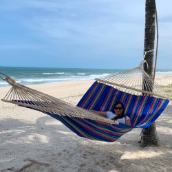 Smart hngekjen. Mexico bl stribet hngekje med 140 cm rundstokke