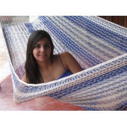 Stor Mexicansk Net Hngekje i mix af naturhvid og bl