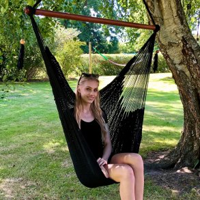 Sort Net hngekjestol. Smidigt bomulds net. Ultimativ siddeoplevelse