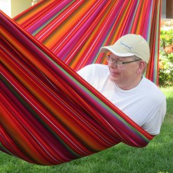 Hj Kvalitets Stofhngekje i Guatemalamix stof - God til leg