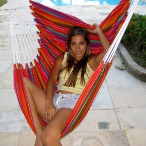 Hængekøjestol i gylden farvemix Guatemala Textil