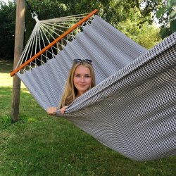 Pepitatern Hngekje med 120 cm trstok i bomuldsstof