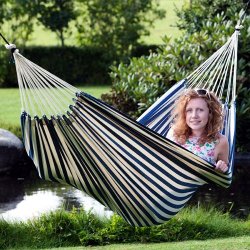 Maritim stribet hngekje i stof - 1 - 2 personer