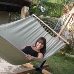 Sand Gr-Grn outdoor PRO hngekje med 120 cm trstokke i hj kvalitet