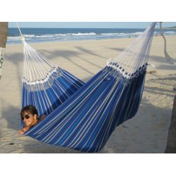 Dobbelt hngekje i smukke bl nuancer med hndflettet detaljer