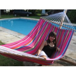 Hj kvalitets Hngekje i farverigt stof med 1,18 meter trstok