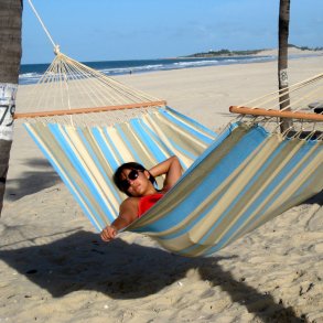 3 Pastel farver i hngekje i stof og med 80 cm bred tvrpind, Outdoor PRO Textil