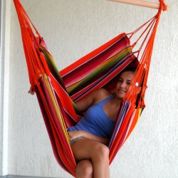 Chic Hngekjestol i farverigt stof - Outdoor Pro - Mexico Orange