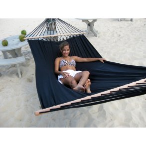 Sort stof hngekje med 118 cm rundstokke