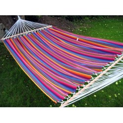 Indigo hngekje i hj kvalitets stof. Der er 1,4 meter brede rundstokke i hngekjen.