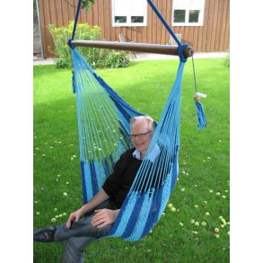 Blålig Hængestol i net med blå og turkis