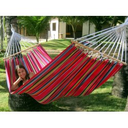 Mexico Rosa Hngekje med rundstokke. Kvalitets hngekje bde hvad angr stof og hndfremstilling. Hngekjen er perfekt til 1 person.